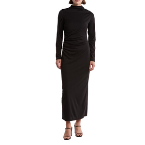 AREA STARS Women’s Black Long Sleeve Mock Neck bodycon Maxi Midi Dress